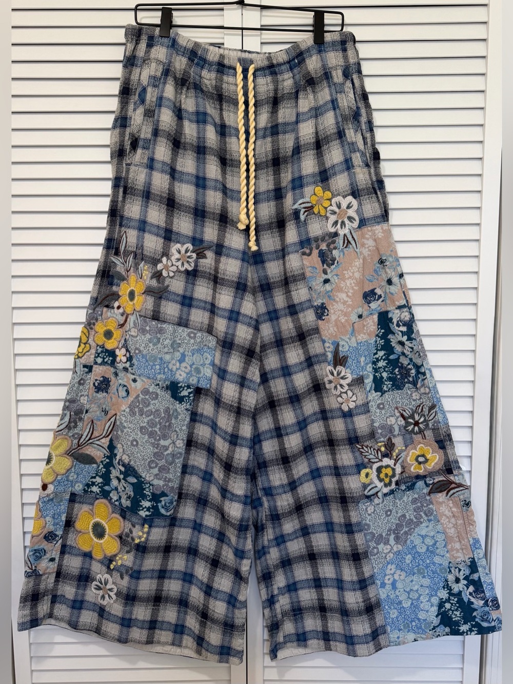 EUC Free People Brooks Wide-Leg Patchwork Pants - Picture 2 of 4